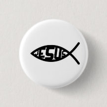 Jesus Fish Symbool Button