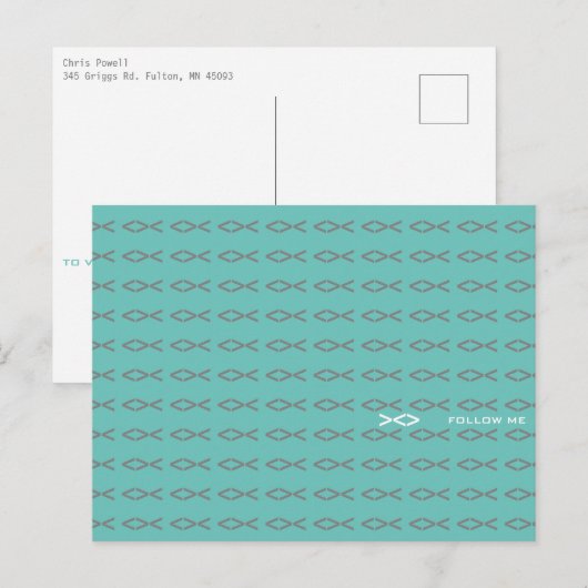 Jesus Fish Text Briefkaart (Voorkant / Achterkant)