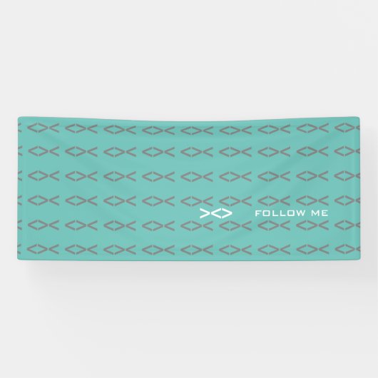 Jesus Fish Text Spandoek (Horizontaal)