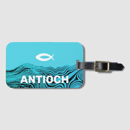 Jesus Fish Wavy Waters Bagagelabel (Voorkant (horizontaal))