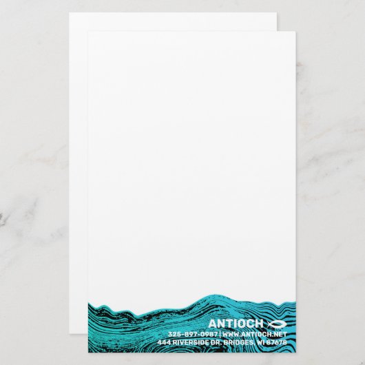 Jesus Fish Wavy Waters Briefpapier (Voorkant / Achterkant)