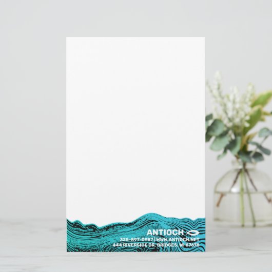 Jesus Fish Wavy Waters Briefpapier (Staand voorkant)