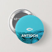Jesus Fish Wavy Waters Ronde Button 5,7 Cm (Voorkant /achterkant)