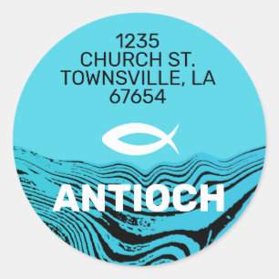 Jesus Fish Wavy Waters Ronde Sticker