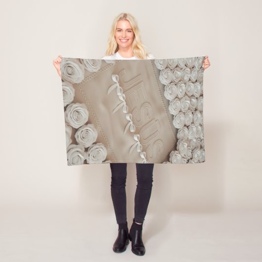 JESÚS Fleece & Sherpa Deken – Witte Rozen & (In situ)