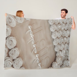 JESÚS Fleece & Sherpa Deken – Witte Rozen &