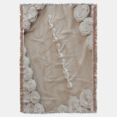 JESÚS Fleece & Sherpa Deken – Witte Rozen & (Voorkant Verticaal)