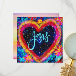 Jesus  Floral Kleurrijk Hart Inspirerend Bedankkaart