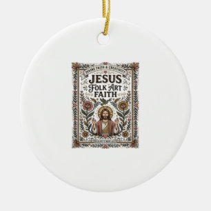 Jesus Folk Art geloof Jesus Folk Art Christelijk g Keramisch Ornament