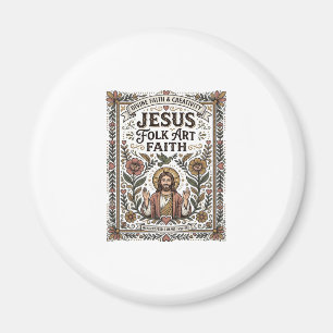 Jesus Folk Art geloof Jesus Folk Art Christelijk g Magneet