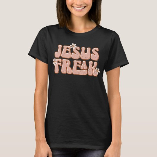 Jesus Freak, Leuke Christelijke Retro Daisy T-shirt (Voorkant)