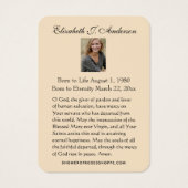 Jesus Funeral Memorial Prayer Heilige Kaart (Achterkant)