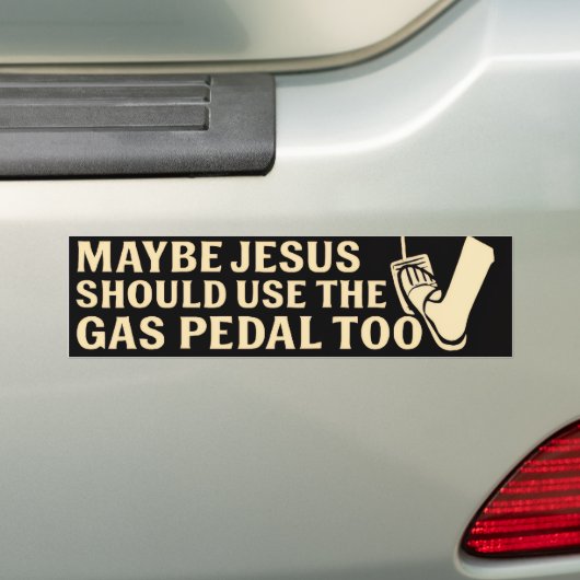 Jesus Gas Pedal Bumpersticker (Op auto)