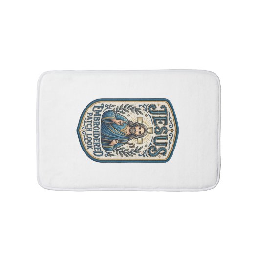 Jesus Geborduurd Patch Kijk Jezus Geborduurde Patc Badmat (Voorkant)