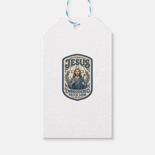 Jesus Geborduurd Patch Kijk Jezus Geborduurde Patc Cadeaulabel (Voorkant)