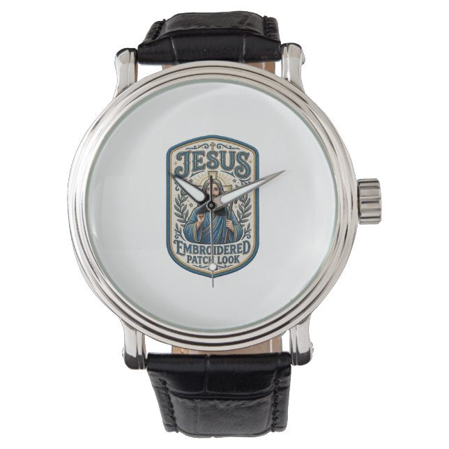 Jesus Geborduurd Patch Kijk Jezus Geborduurde Patc Horloge (Voorkant)
