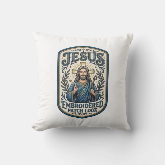 Jesus Geborduurd Patch Kijk Jezus Geborduurde Patc Kussen (Voorkant)