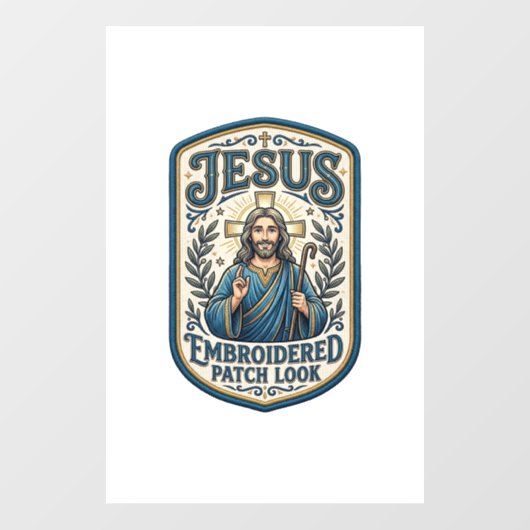 Jesus Geborduurd Patch Kijk Jezus Geborduurde Patc Raamsticker (Vel)