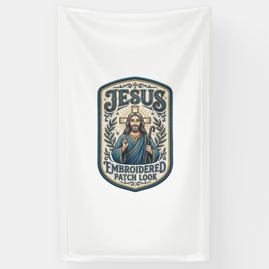Jesus Geborduurd Patch Kijk Jezus Geborduurde Patc Spandoek (Verticaal)