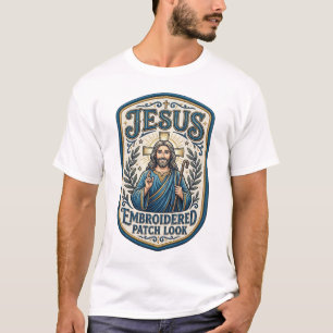 Jesus Geborduurd Patch Kijk Jezus Geborduurde Patc T-shirt
