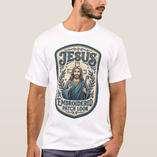 Jesus Geborduurd Patch Kijk Jezus Geborduurde Patc T-shirt