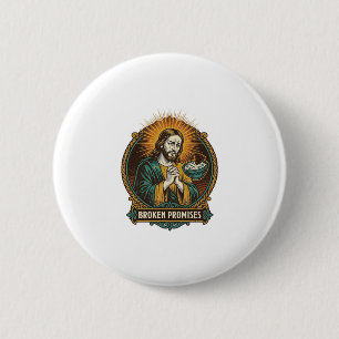 Jesus Gebroken Chip Vast in Dip Kom Party Humor_1 Ronde Button 5,7 Cm