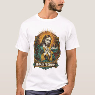 Jesus Gebroken Chip Vast in Dip Kom Party Humor_1 T-shirt