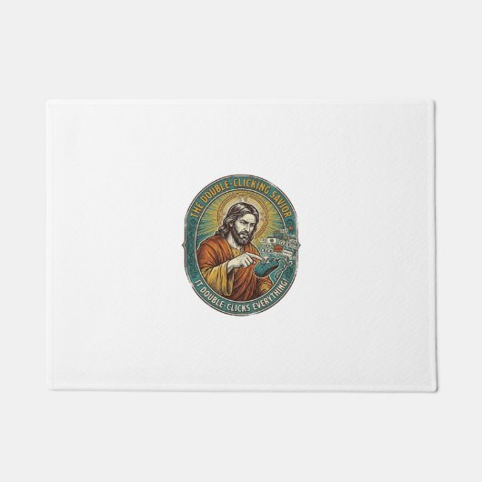 Jesus Gebroken Dubbelklikken Muis IT Kantoor Tech Deurmat (Voorkant)
