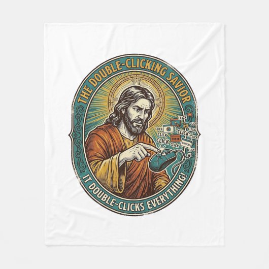 Jesus Gebroken Dubbelklikken Muis IT Kantoor Tech Fleece Deken (Voorkant)