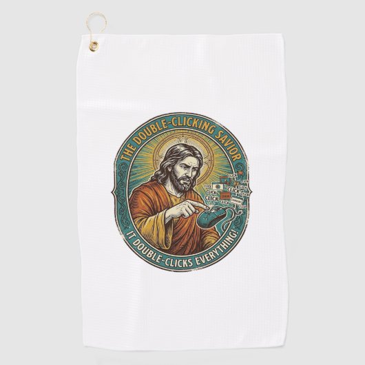 Jesus Gebroken Dubbelklikken Muis IT Kantoor Tech Golfhanddoek (Voorkant)