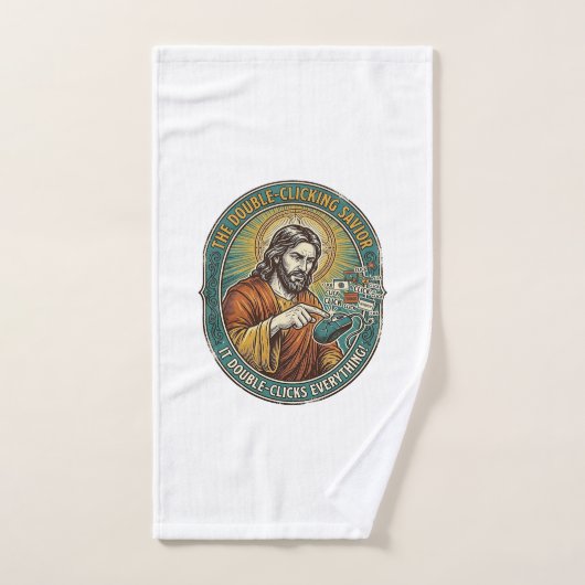 Jesus Gebroken Dubbelklikken Muis IT Kantoor Tech Handdoek (Handdoek)