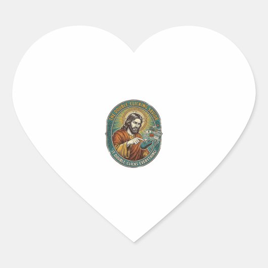Jesus Gebroken Dubbelklikken Muis IT Kantoor Tech Hart Sticker (Voorkant)