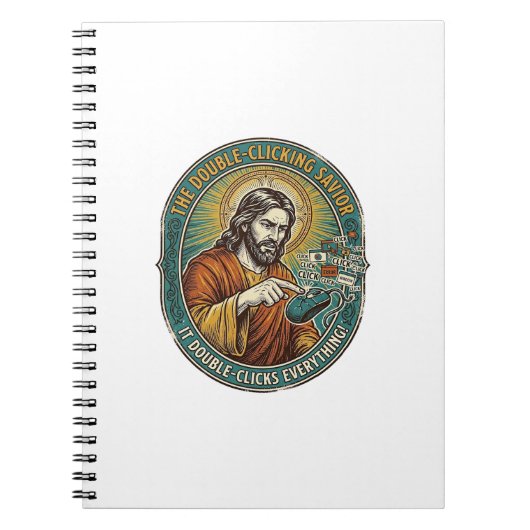 Jesus Gebroken Dubbelklikken Muis IT Kantoor Tech Notitieboek (Voorkant)