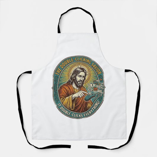 Jesus Gebroken Dubbelklikken Muis IT Kantoor Tech Schort (Voorkant)