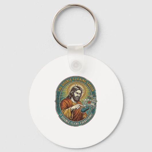 Jesus Gebroken Dubbelklikken Muis IT Kantoor Tech Sleutelhanger (Voorkant)