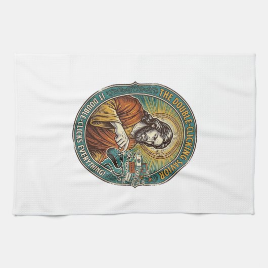 Jesus Gebroken Dubbelklikken Muis IT Kantoor Tech Theedoek (Horizontaal)