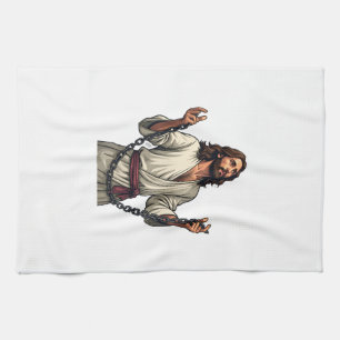 Jesus Gebroken Kettingen Vintage Gravure T-shirt Theedoek