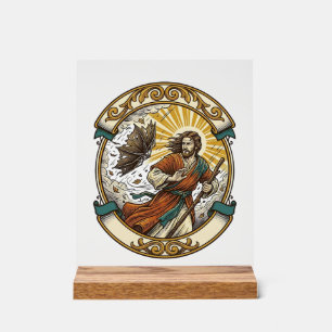 Jesus Gebroken Paraplu Binnenstebuiten Waaiende St Acryl Bord