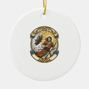 Jesus Gebroken Paraplu Binnenstebuiten Waaiende St Keramisch Ornament
