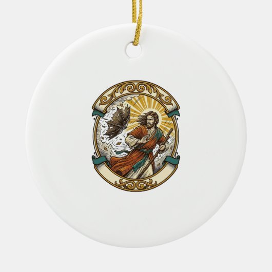 Jesus Gebroken Paraplu Binnenstebuiten Waaiende St Keramisch Ornament (Voorkant)
