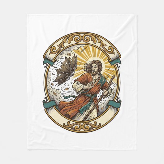 Jesus Gebroken Paraplu Binnenstebuiten Waaier Stor Fleece Deken (Voorkant)