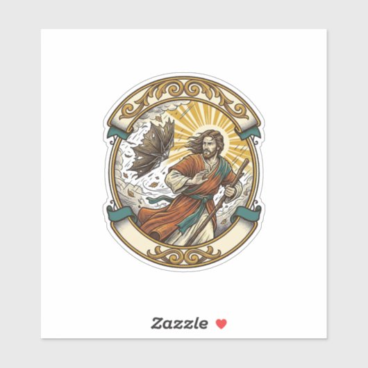 Jesus Gebroken Paraplu Binnenstebuiten Waaier Stor Sticker (Vel)