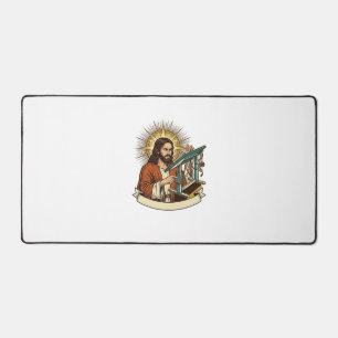 Jesus Gebroken Staande Bureaublad Vastgelopen Halv Bureaumat