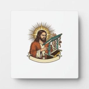 Jesus Gebroken Staande Bureaublad Vastgelopen Halv Fotoplaat