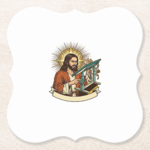 Jesus Gebroken Staande Bureaublad Vastgelopen Halv Kartonnen Onderzetters