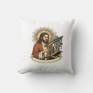 Jesus Gebroken Staande Bureaublad Vastgelopen Halv Kussen