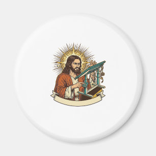 Jesus Gebroken Staande Bureaublad Vastgelopen Halv Magneet