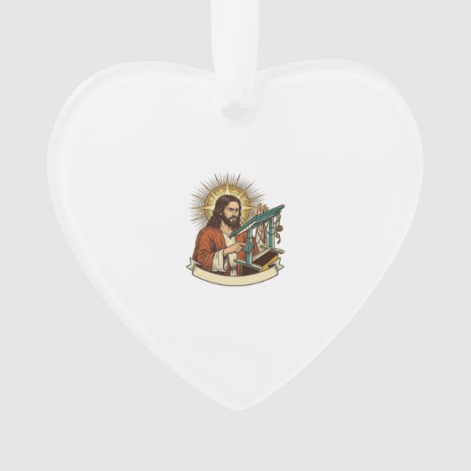 Jesus Gebroken Staande Bureaublad Vastgelopen Halv Ornament (voorkant)