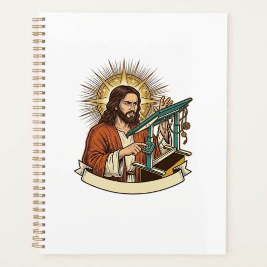 Jesus Gebroken Staande Bureaublad Vastgelopen Halv Planner (Voorkant)