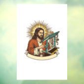 Jesus Gebroken Staande Bureaublad Vastgelopen Halv Raamsticker (Vel 3)